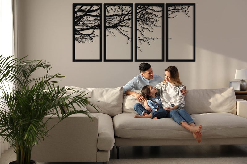 DEKADRON Metal Wall Art - Tree of Life 4 Pieces, Tree Sign, Wall Decor, Interior Decoration, Housewarming Gift, 4 Panels (40" W x 20" H / 100x50 cm) - Image 2